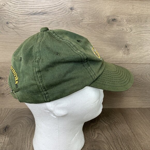Cabelas Outdoor Hat Green With Front Spell Out Logo Strap Back One Size Cap - Picture 5 of 8